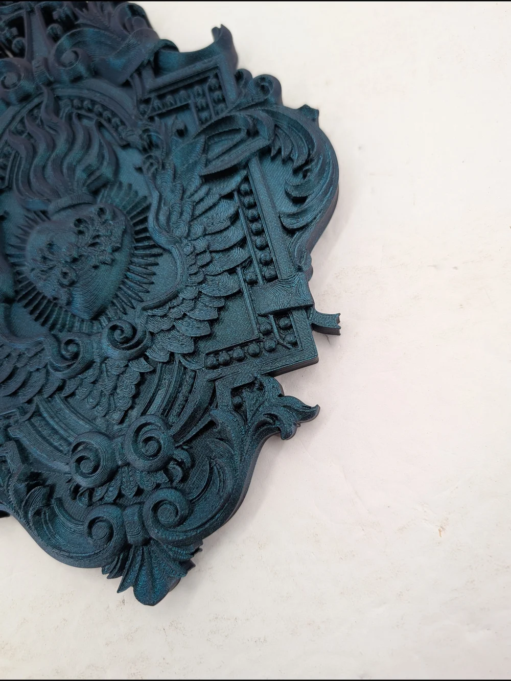 Decorative Teal Sacred Heart Wall Plaque - Home Accents Decor